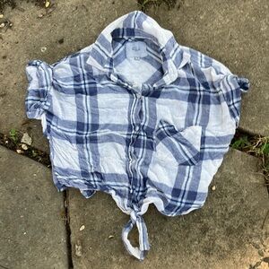 Rails Blue and White Plaid Crop Top